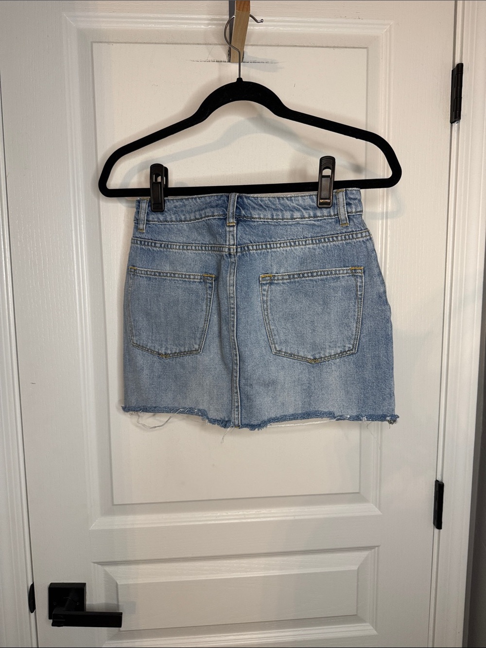 All Saints Light Blue Distressed Denim Mini Skirt - Picture 3 of 4